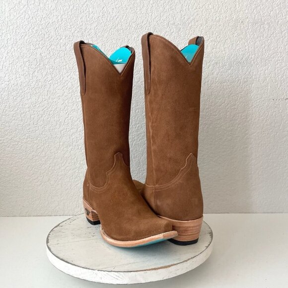 Lane EMMA JANE Womens Cowboy Boots 9.5 Toffee Suede Western Cowgirl Mid Calf - Picture 1 of 12